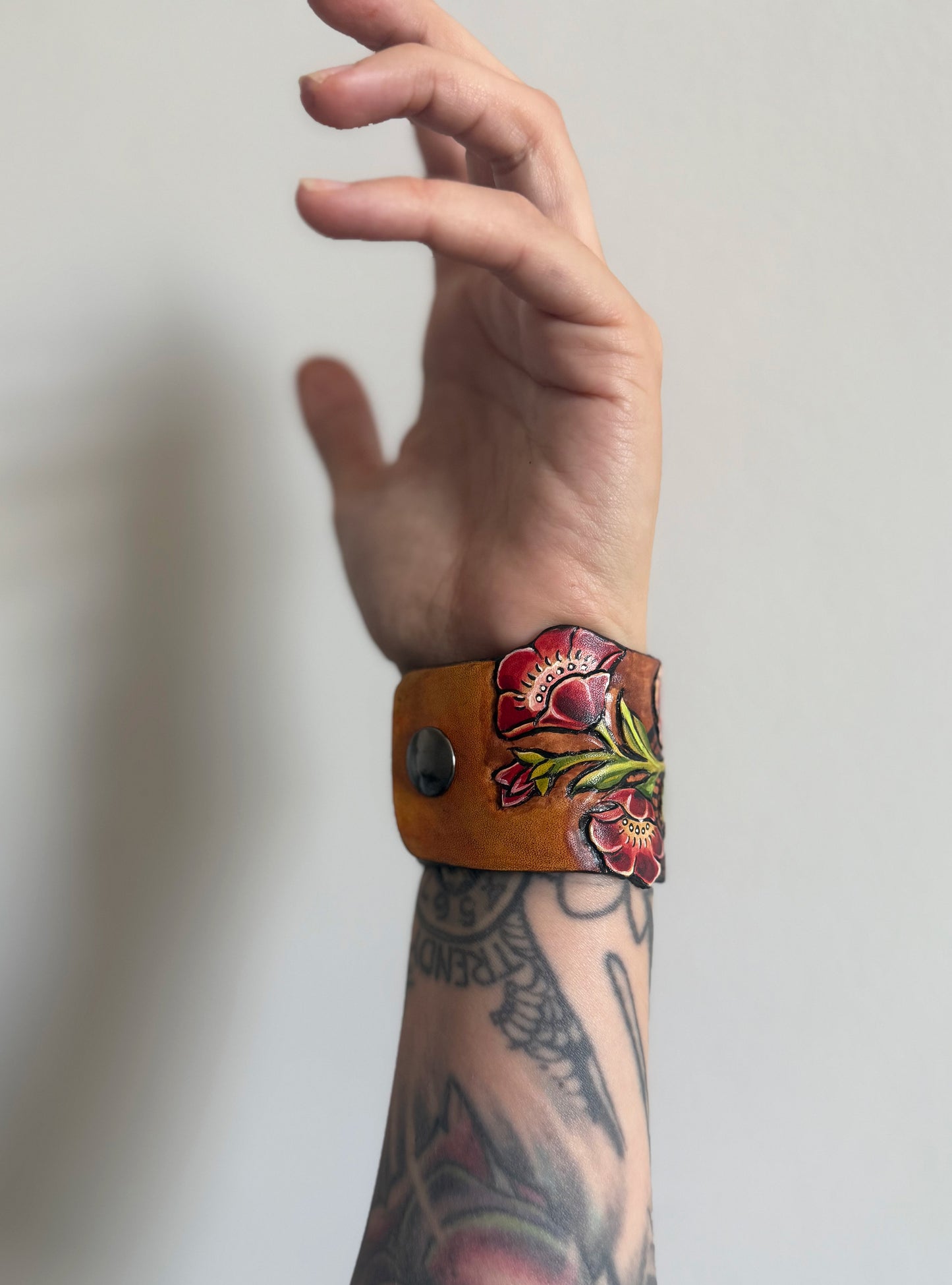 American traditional leather cuff