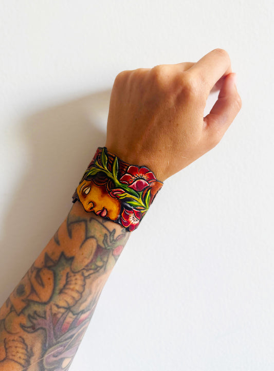 American traditional leather cuff